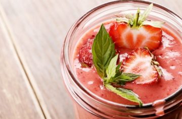 strawberry superfood smoothie in a glass