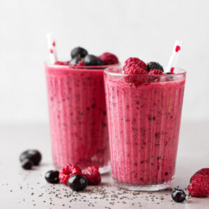 a bright berry smoothie with Miracle Berries