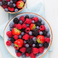 A bowl of berry fruit salad