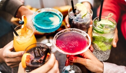 many colorful low sugar cocktails