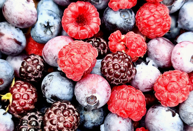 a colorful pile of berries